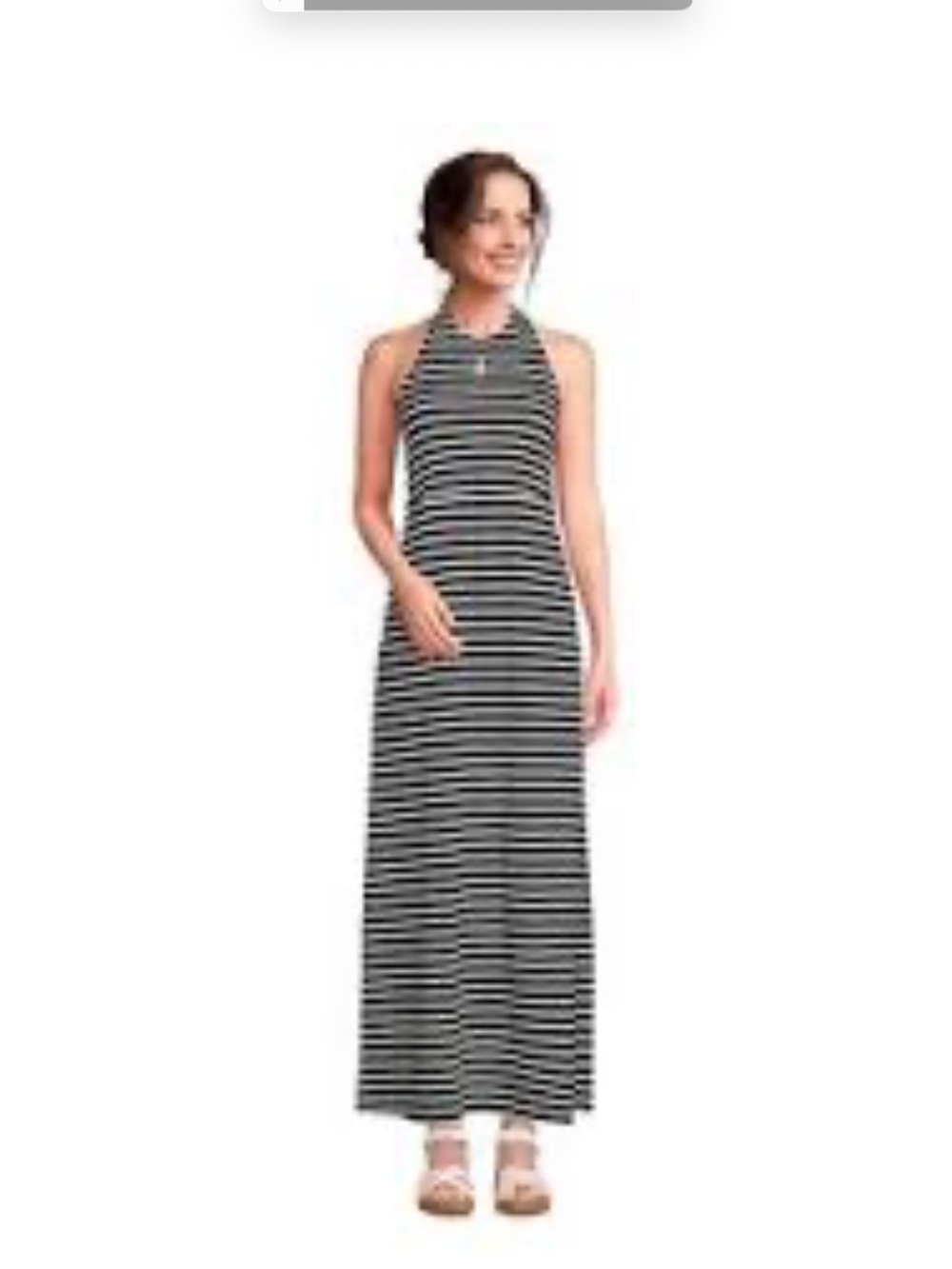 Lands' End Black and White Striped Maxi Dress